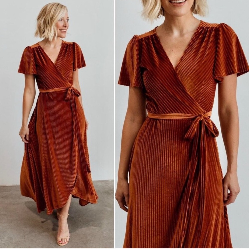 Baltic Born Ribbed Velvet Wrap Dress